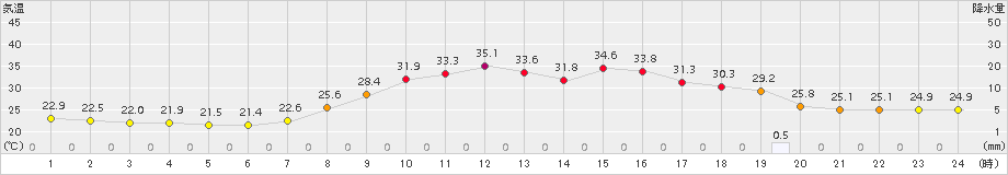 南信濃(>2016年08月17日)のアメダスグラフ