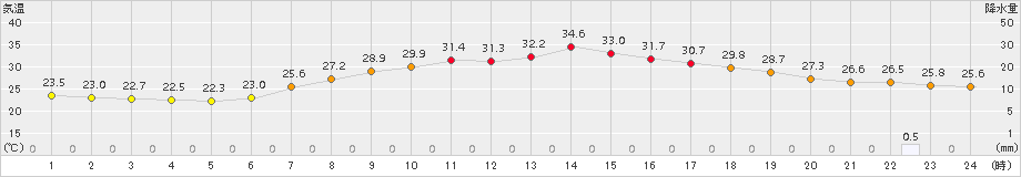 鳩山(>2016年08月21日)のアメダスグラフ
