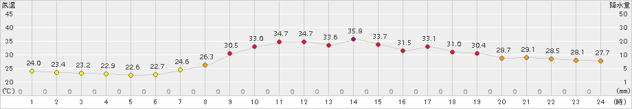 南信濃(>2018年08月09日)のアメダスグラフ