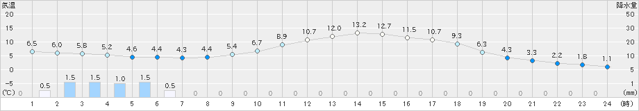 大口(>2019年02月13日)のアメダスグラフ