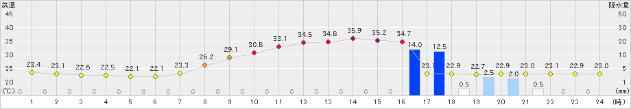 南信濃(>2023年08月19日)のアメダスグラフ