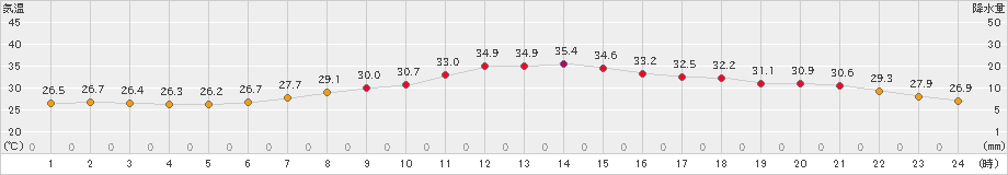 鳩山(>2023年08月21日)のアメダスグラフ