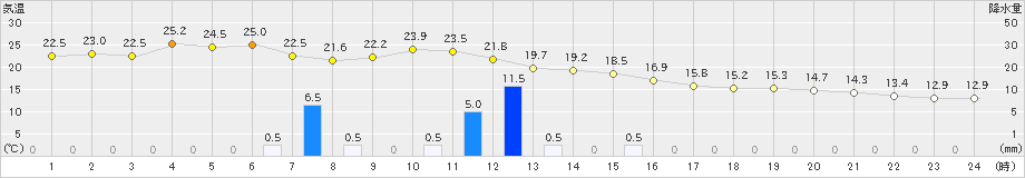 弾崎(>2024年10月19日)のアメダスグラフ