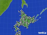 北海道地方のアメダス実況(風向・風速)(2015年01月05日)
