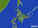 北海道地方のアメダス実況(風向・風速)(2015年01月06日)