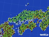 中国地方のアメダス実況(日照時間)(2015年01月08日)