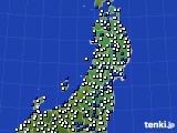 東北地方のアメダス実況(風向・風速)(2015年01月09日)