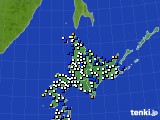 北海道地方のアメダス実況(風向・風速)(2015年01月10日)