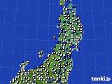 東北地方のアメダス実況(風向・風速)(2015年01月10日)