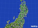 東北地方のアメダス実況(風向・風速)(2015年01月11日)