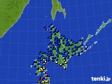 北海道地方のアメダス実況(日照時間)(2015年01月12日)