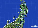 東北地方のアメダス実況(風向・風速)(2015年01月12日)