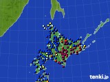 北海道地方のアメダス実況(日照時間)(2015年01月13日)
