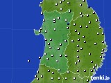 秋田県のアメダス実況(風向・風速)(2015年01月14日)