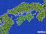 2015年01月15日の四国地方のアメダス(風向・風速)