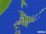 北海道地方のアメダス実況(風向・風速)(2015年01月16日)