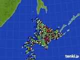 北海道地方のアメダス実況(日照時間)(2015年01月18日)