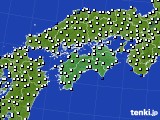 2015年01月18日の四国地方のアメダス(風向・風速)