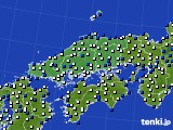 2015年01月19日の中国地方のアメダス(風向・風速)