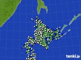 北海道地方のアメダス実況(風向・風速)(2015年01月20日)