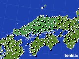 2015年01月20日の中国地方のアメダス(風向・風速)