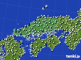 2015年01月22日の中国地方のアメダス(風向・風速)