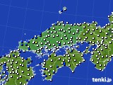 中国地方のアメダス実況(風向・風速)(2015年01月22日)