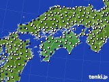 四国地方のアメダス実況(風向・風速)(2015年01月22日)