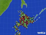 北海道地方のアメダス実況(日照時間)(2015年01月24日)
