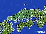 2015年01月24日の中国地方のアメダス(風向・風速)