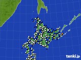 北海道地方のアメダス実況(風向・風速)(2015年01月31日)