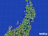2015年02月02日の東北地方のアメダス(風向・風速)