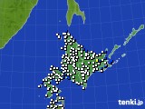 2015年02月04日の北海道地方のアメダス(風向・風速)