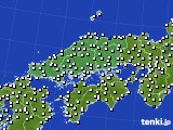 2015年02月04日の中国地方のアメダス(風向・風速)