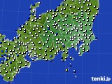 関東・甲信地方のアメダス実況(風向・風速)(2015年02月08日)