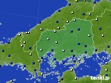 広島県のアメダス実況(風向・風速)(2015年02月08日)