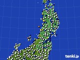 2015年02月10日の東北地方のアメダス(風向・風速)