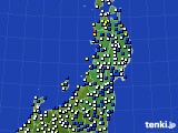 東北地方のアメダス実況(風向・風速)(2015年02月13日)
