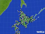 北海道地方のアメダス実況(風向・風速)(2015年02月14日)