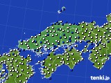 中国地方のアメダス実況(風向・風速)(2015年02月14日)