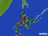 北海道地方のアメダス実況(日照時間)(2015年02月17日)