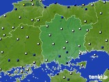 岡山県のアメダス実況(風向・風速)(2015年02月19日)