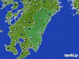 宮崎県のアメダス実況(風向・風速)(2015年02月19日)