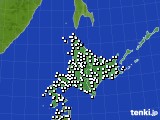 北海道地方のアメダス実況(風向・風速)(2015年02月21日)