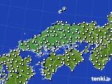 2015年02月28日の中国地方のアメダス(風向・風速)