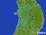 秋田県のアメダス実況(風向・風速)(2015年02月28日)