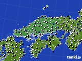 中国地方のアメダス実況(風向・風速)(2015年03月01日)