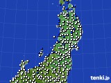 2015年03月09日の東北地方のアメダス(風向・風速)