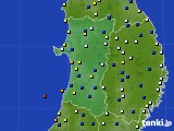 秋田県のアメダス実況(風向・風速)(2015年03月11日)