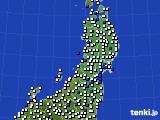 2015年03月14日の東北地方のアメダス(風向・風速)